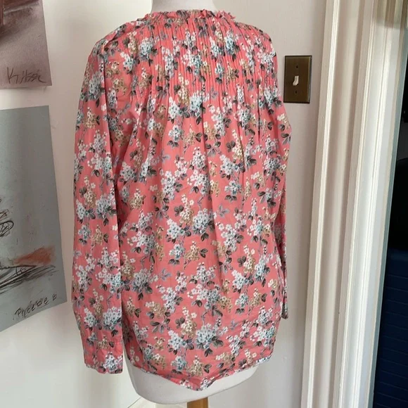 J Crew w/ Liberty Fabric Cotton Popover Blouse, Size 8 - Picture 2 of 8